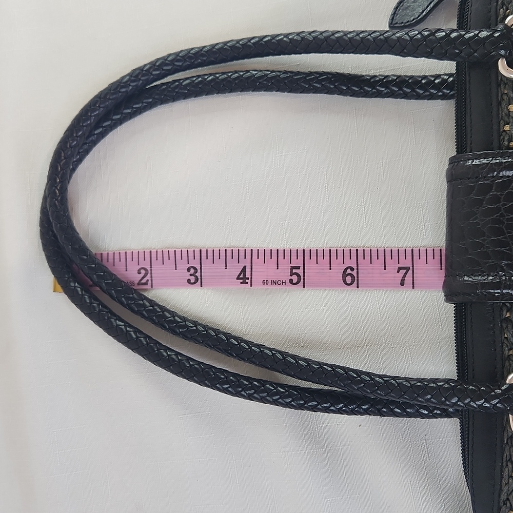 Brighton Woven Straw Satche Black and Tan Shoulder Bag. Size 10x7" - Picture 10 of 10